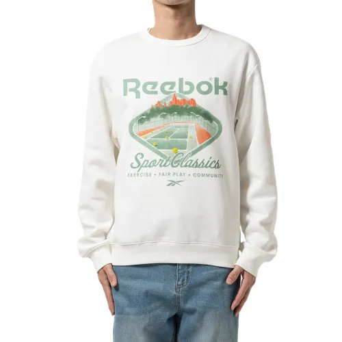 Reebok Sweatshirts Unisex White Crew Neck Moderate Regular