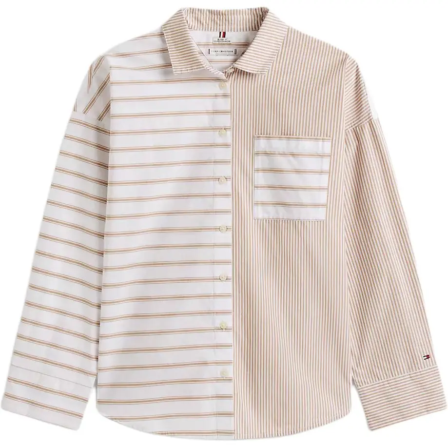 Tommy Hilfiger Shirts Women's Khaki Wide-spread Collar Moderate