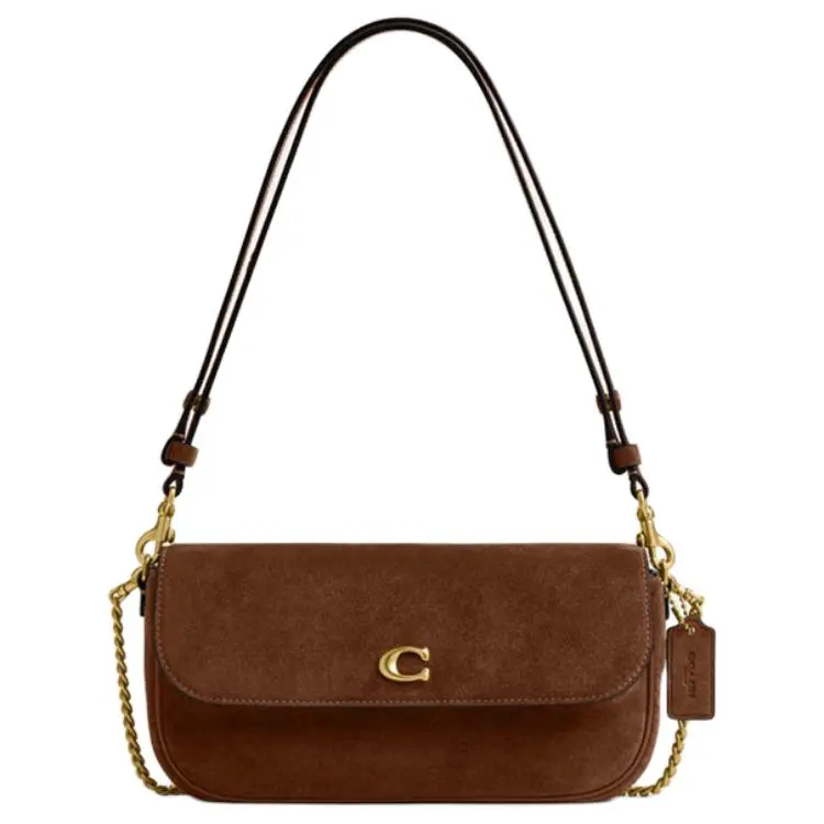 COACH Cow Leather Shoulder Bag Baguette Bag Crossbody Shoulder Bags Medium Women's Warm Brown