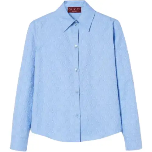 GUCCI Shirts Women's Blue Lapel Moderate Other