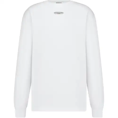 DIOR T Shirts Men's White Crew Neck Moderate Straight Fit