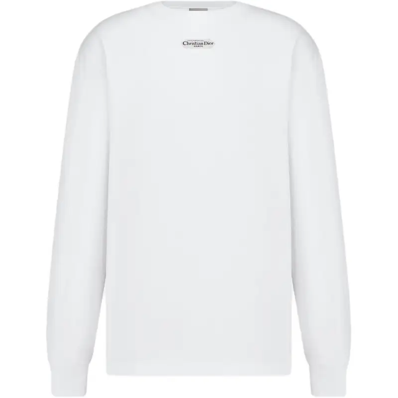 DIOR T Shirts Men's White Crew Neck Moderate Straight Fit