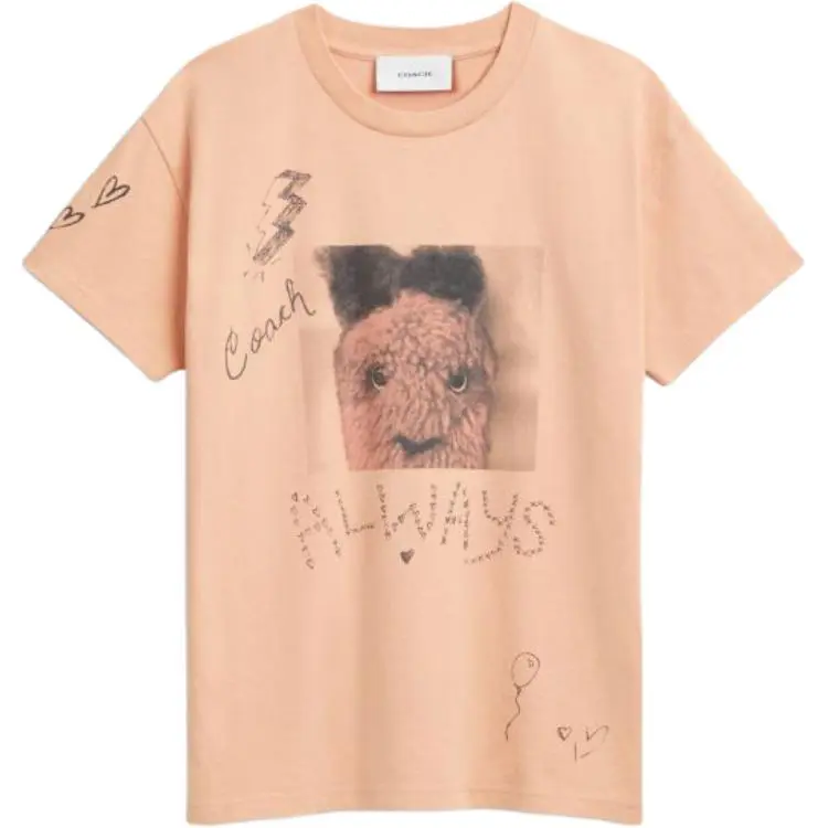 COACH T-Shirts Women's Light Orange Crew Neck Moderate