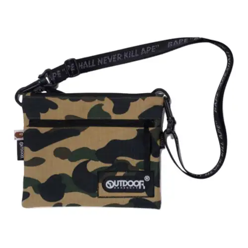 A BATHING APE OUTDOOR PRODUCTS Collaboration Fabric Crossbody Bags Unisex Light Camouflage
