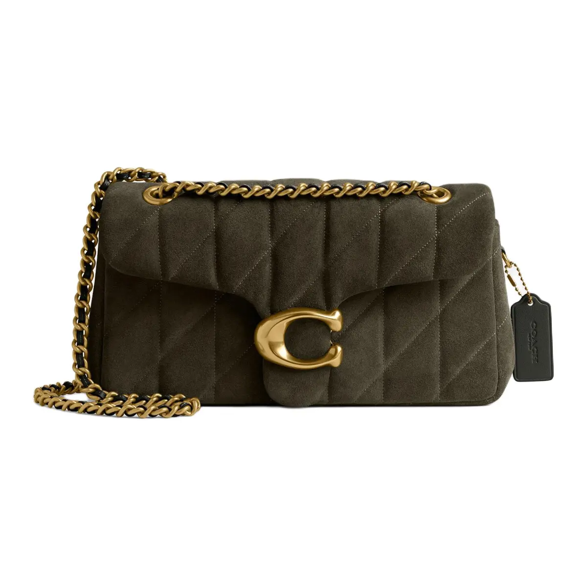 COACH Tabby Cow Split Leather Crossbody Bags Medium Women's Olive Green