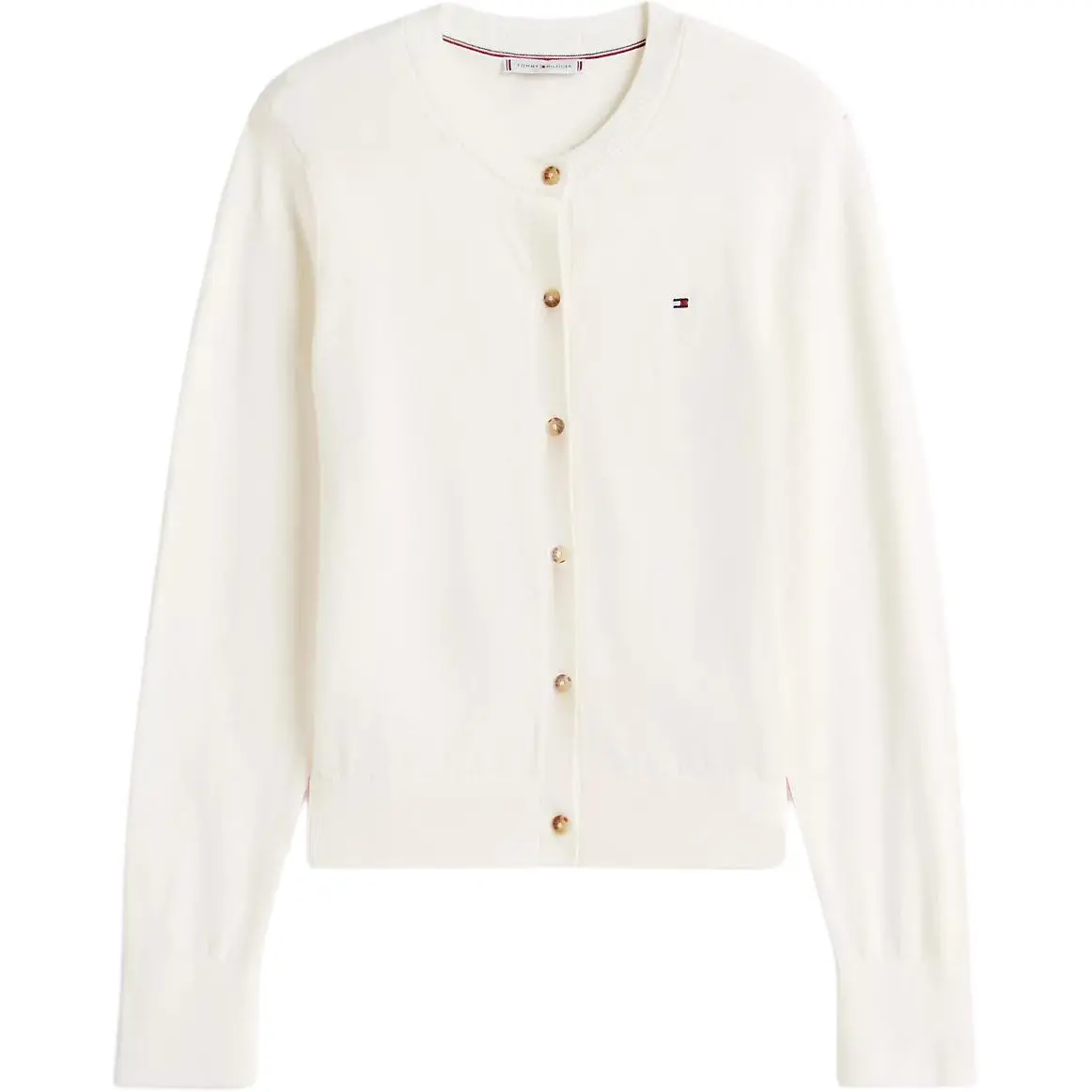 Tommy Hilfiger Sweaters Women's Ivory Crew Neck Moderate Cardigan
