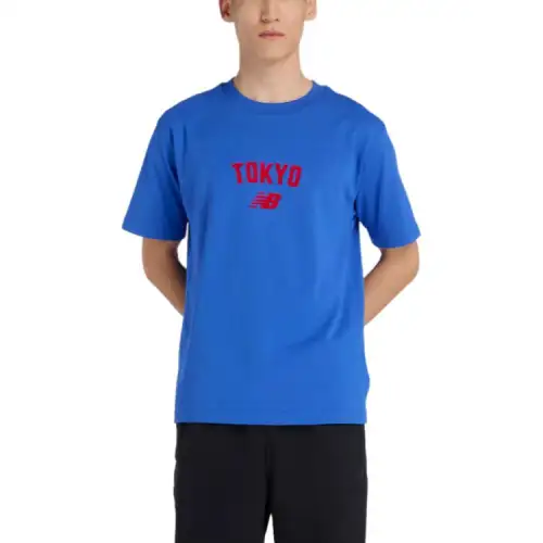 New Balance T Shirts Men's Blue Gemstone Crew Neck Moderate