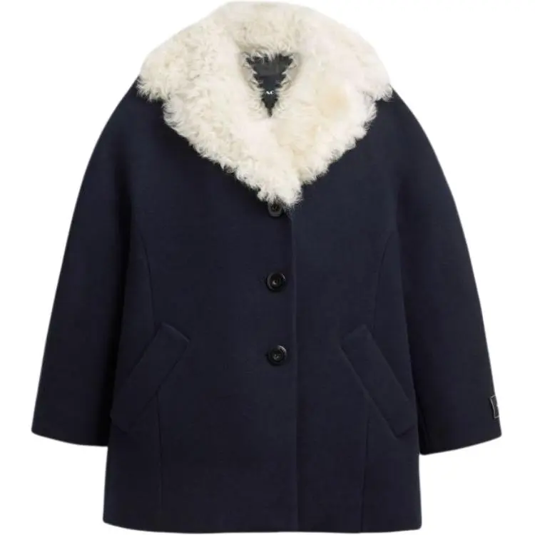 COACH Coats Women's Marine Blue Lapel Moderate Straight Fit