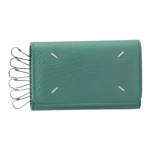 Maison Margiela Grain Calfskin Key Pouch Women's Aqua Green