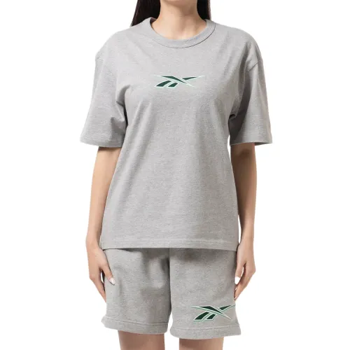 Reebok T Shirts Unisex Gray Crew Neck Moderate Straight Fit