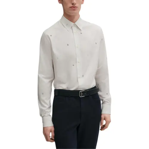HERMES Shirts Men's White Lapel Moderate