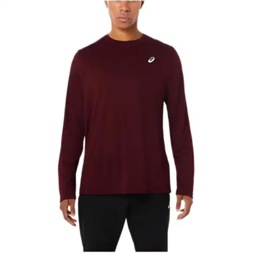 ASICS Core Ls T Shirts Men's Red Crew Neck Moderate Straight Fit