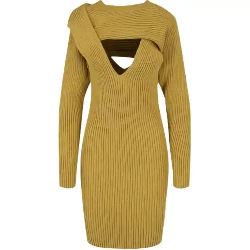 Bottega Veneta Long Sleeved Dress Women's Khaki