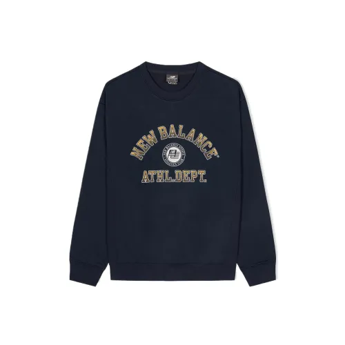 New Balance Sweatshirts Unisex Marine Blue Crew Neck Moderate