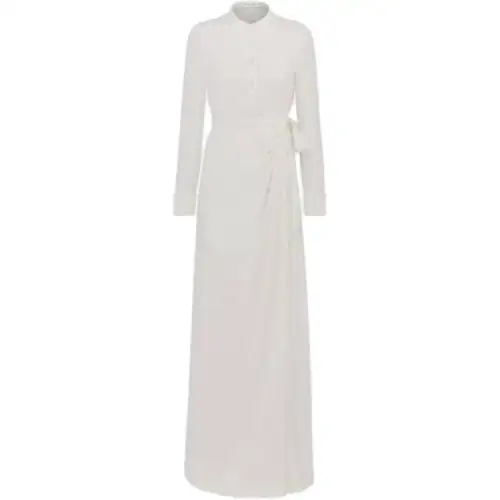 DIOR Long Sleeved Dresses Women's White Stand Collar Moderate Long