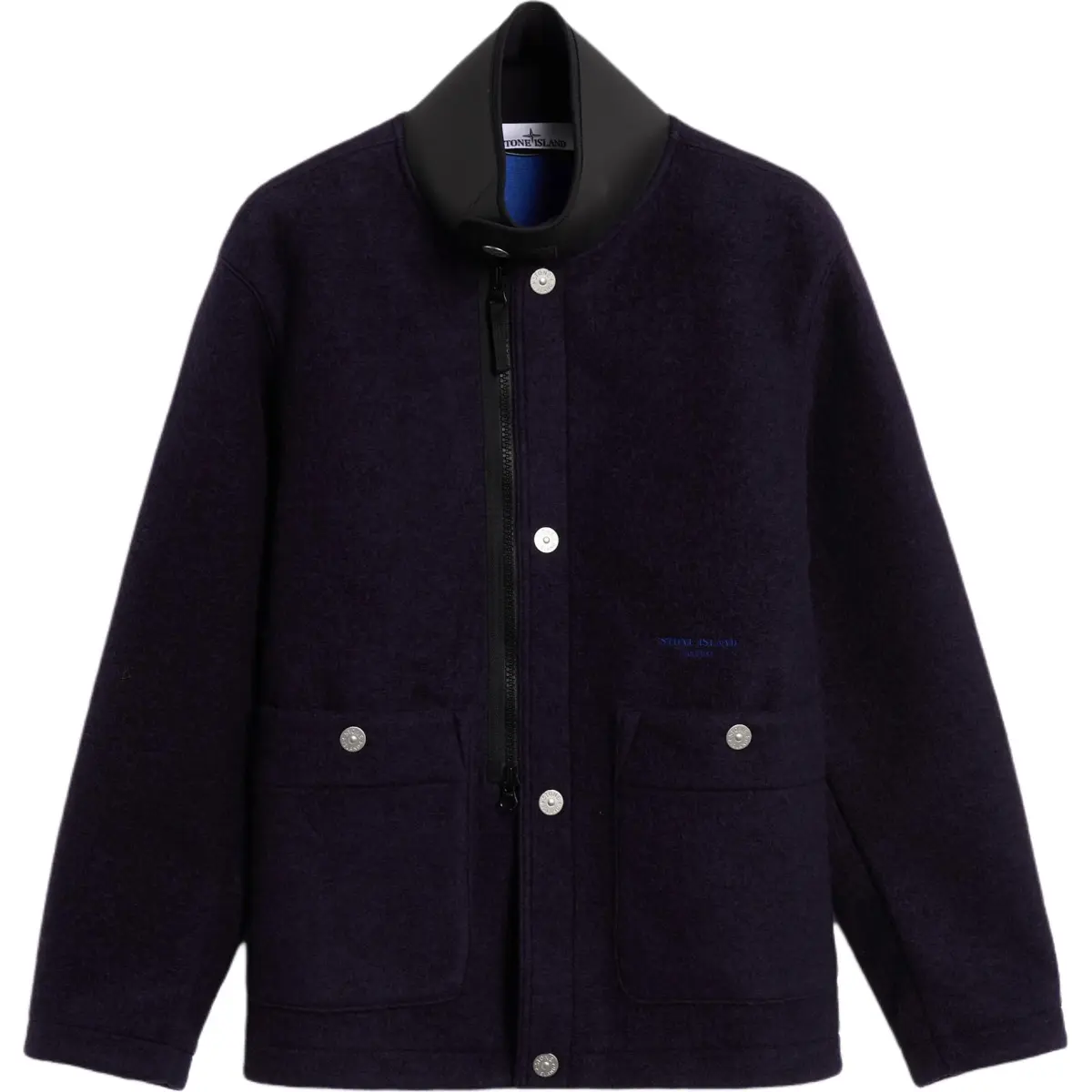 STONE ISLAND Leather collar Wool Jacket