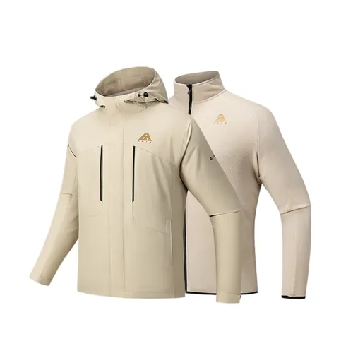 Anta Waterproof, Windproof, Breathable, Abrasion Resistant, Thermal Windbreaker Jacket Men's Two Piece Set