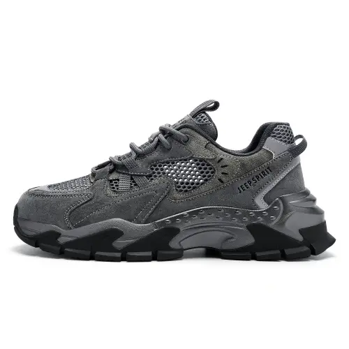 JEEP SPIRIT Black Myth Abrasion Resistant Height Increasing Breathable Low top Chunky Sneakers Men's Ancient City Gray