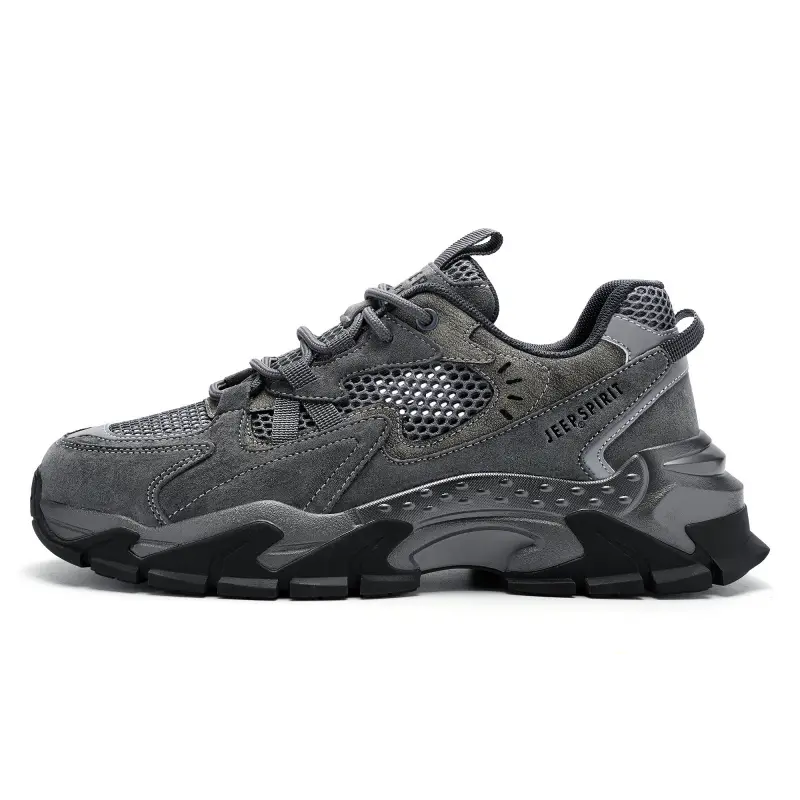 JEEP SPIRIT Black Myth Abrasion Resistant Height Increasing Breathable Low top Chunky Sneakers Men's Ancient City Gray