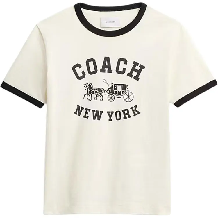 COACH T-Shirts Women's Butter Crew Neck Moderate Straight Fit