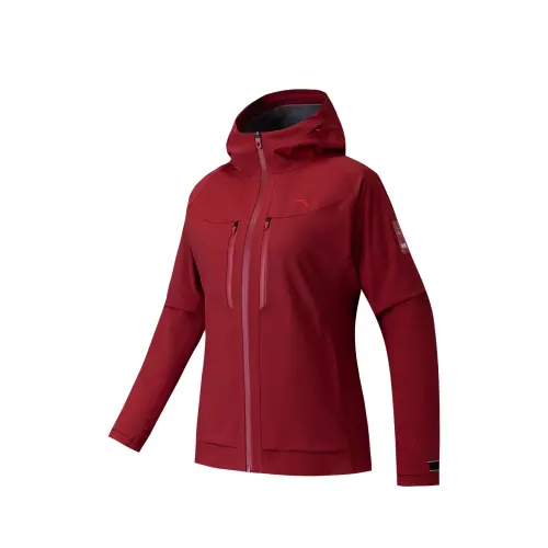 ANTA Variety Training Collection Windbreaker Jackets Women's Dark Melancholic Red Hooded Moderate
