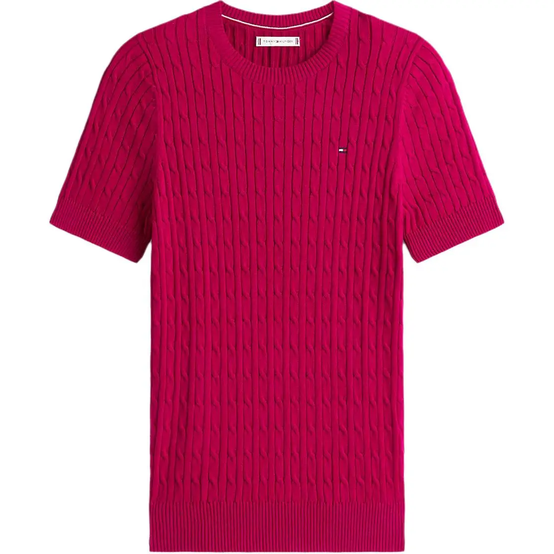 Tommy Hilfiger Sweaters Women's Burgundy Crew Neck Moderate Nipped-in Waist