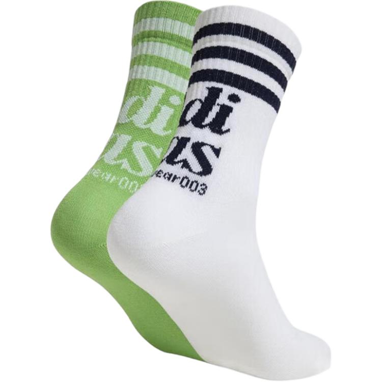 Adidas Crew Socks Unisex 2 Pack White/Green