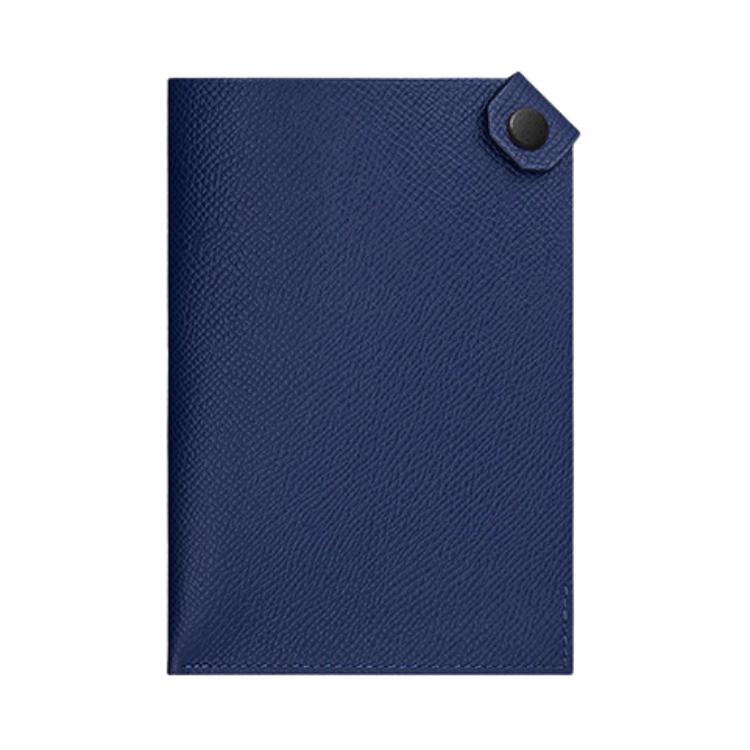 HERMES Tarmac Epsom Calfskin Passport Holder Women's Sapphire Blue/Black