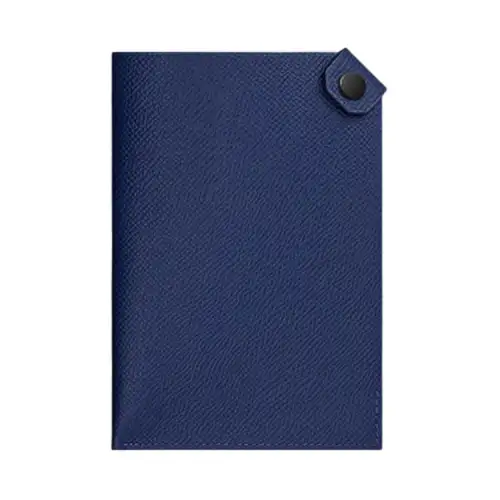 HERMES Tarmac Epsom Calfskin Passport Holder Women's Sapphire Blue/Black