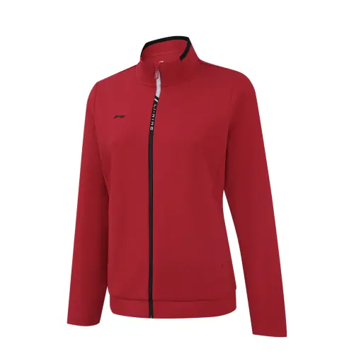 Li Ning Sweatshirts Women's Bull Red Stand Collar Moderate Cardigan