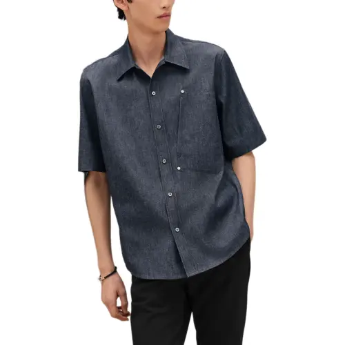 HERMES Shirts Men's Indigo Lapel Moderate Denim