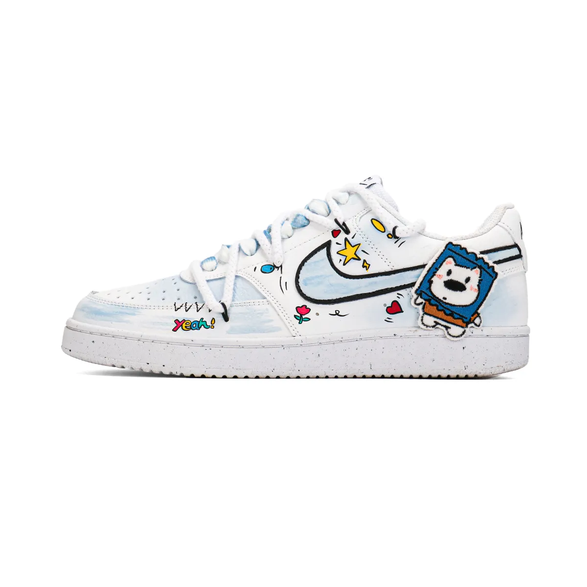 Nike Court Vision 1 Graffiti Puppy Low top Skateboard Shoes Unisex Cerulean