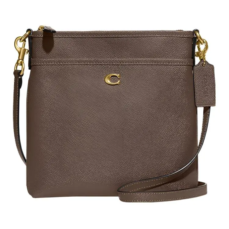 COACH Kitt Cross Grain Leather Crossbody Bags Small Women's Dark Brown
