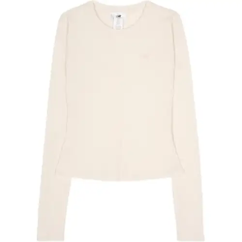 New Balance T Shirts Women's Light Beige Crew Neck