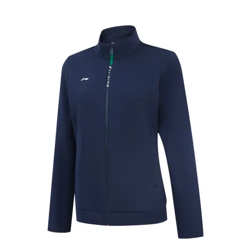 Li Ning Sweatshirts Women's Ink Blue Stand Collar Moderate Cardigan