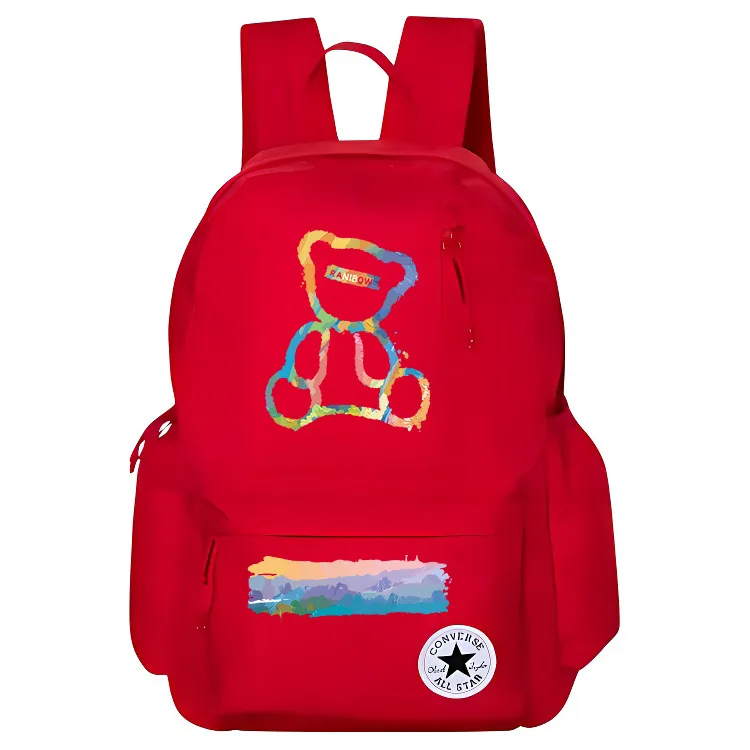 Converse Zip Closure Polyester Basketball Backpack Unisex Red