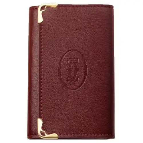 CARTIER Must De Cartier Calfskin Key Pouch Women's Burgundy