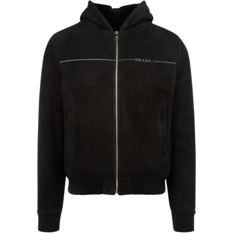 PRADA Jackets Men's Black Hooded Moderate Other