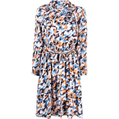 KENZO Abstract Print Long Sleeved Midi Dress