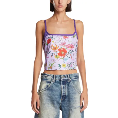 GUCCI Floral Print Cropped Singlet