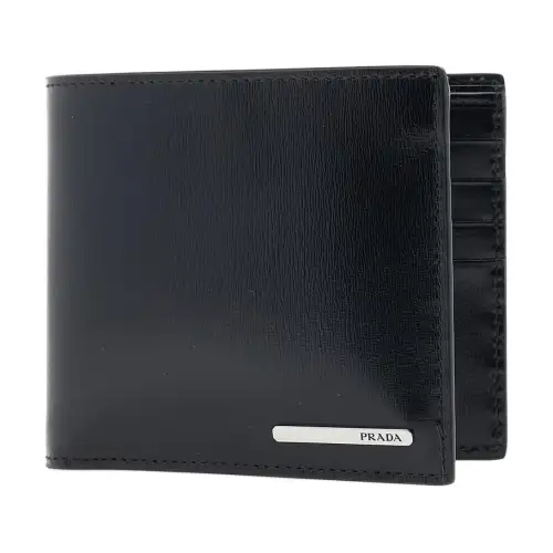 PRADA Calfskin Wallet Men's Black