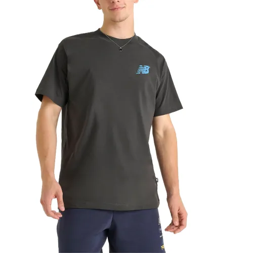 New Balance T Shirts Men's Gray/Light Blue/White Crew Neck Moderate