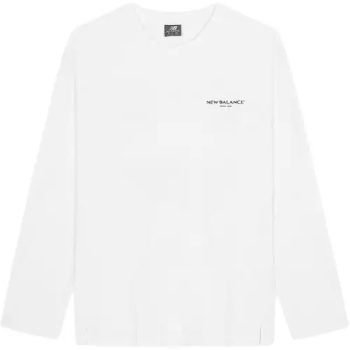 New Balance T Shirts Men's White Crew Neck