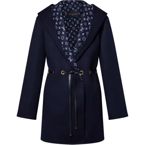 LOUIS VUITTON Hooded Drawstring Wrap Coat