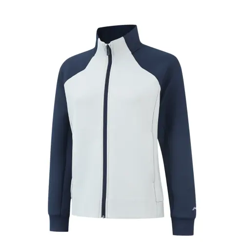 Li Ning Sweatshirts Women's Night Navigation Blue/Waterdrop Gray Stand Collar Moderate Cardigan