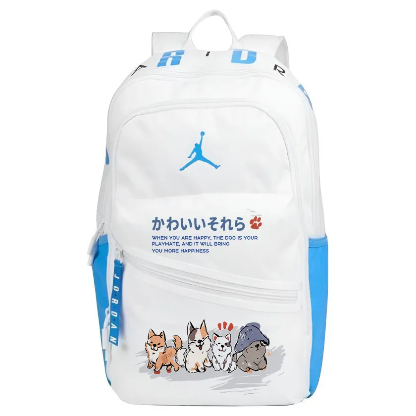 Jordan Polyester Heat Transfer Print Backpack Large Unisex Blue White