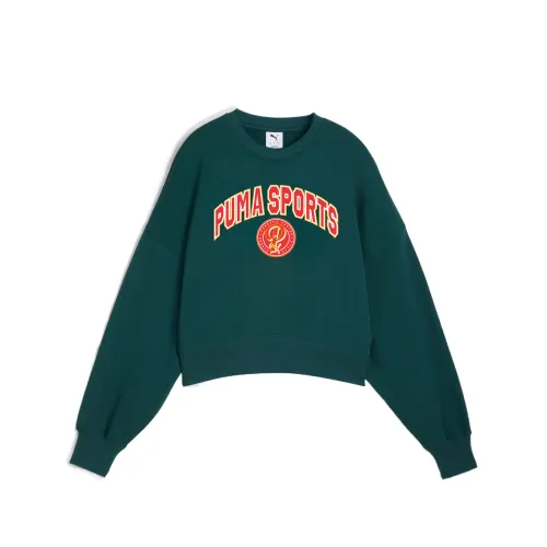 PUMA ESS Sweatshirts Women's Green Crew Neck Moderate