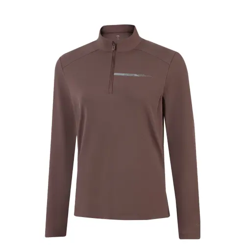 Li Ning T Shirts Women's Agarwood Umber Stand Collar Moderate Straight Fit