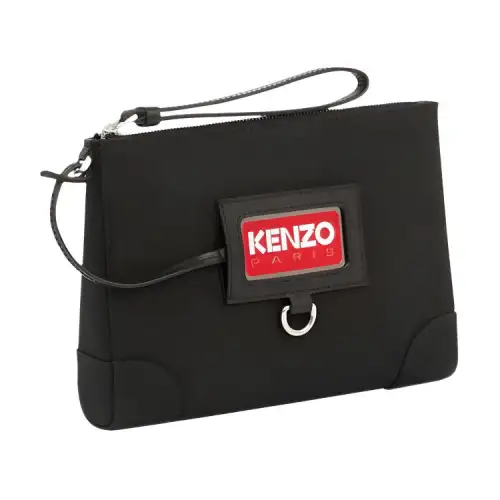 KENZO Leather Logo Clutch Wallet Unisex Black
