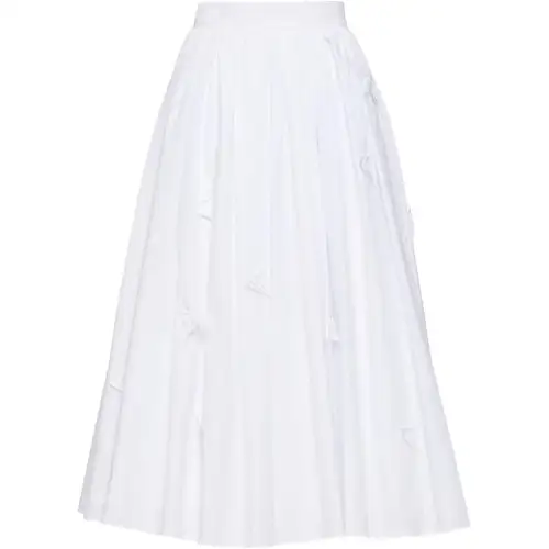 PRADA Casual Long Skirts Women's White Moderate Mid Length Pleated Skirt